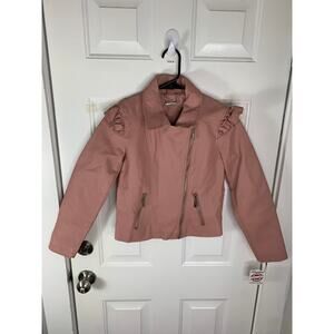 Jou Jou Big Girls Pink Moto Jacket Size L (14/16) NEW Faux Leather